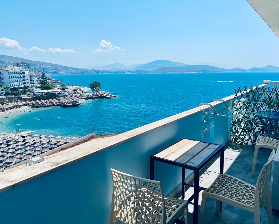 The bay of Sarandë from a balcony at Kalemi's